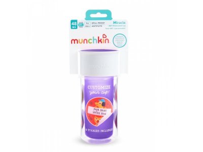 Термокружка детская Munchkin Miracle 360 персональная, с наклейками 266 мл 1-00262718_5