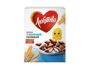 Подушечки Любятово молочные, готовый завтрак, 250 г 1-00263276_1