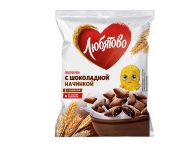 Подушечки Любятово с шоколадной начинкой, готовый завтрак, 175 г 1-00263278_1