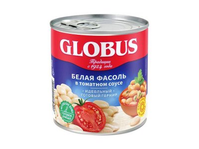 Фасоль белая Globus в томатном соусе 400 г 1-00263436_1