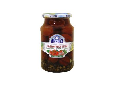 Помидорчики маринованные Меленъ Черри с зеленью и чесноком 940 г 1-00263680_1