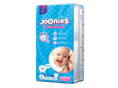 Подгузники-трусики детские Joonies Premium Soft размер L (9-14 кг), 44 шт. 1-00265293_1