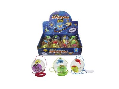 Мяч-прыгун Йо-йо 1Toy, Бабочка со светом, прозрачный с водой и блестками 5,5 см 1-00265549_1