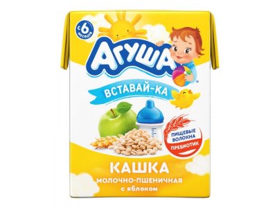 Каша Агуша Вставай-ка молочная Пшеница, Яблоко 2,5%, 200 мл 1-00266913_1