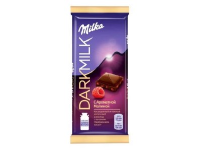 Шоколад молочный Milka Dark Milk с малиной, 85 г 1-00267730_1