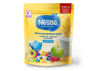 Каша Nestle, молочная мультизлаковая с яблоком черникой и малиной, 220 г 1-00190129_1