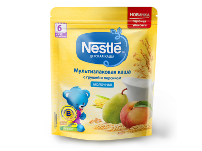 Каша Nestle, молочная мультизлаковая с грушей и персиком, 220 г 1-00190133_1