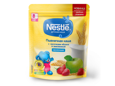 Каша Nestle, молочная пшеничная с яблоком и земляникой, 220 г 1-00190135_1