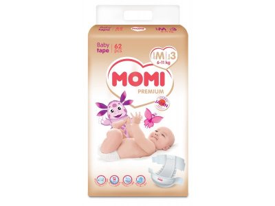 Подгузники Momi Premium M 6-11 кг, 62 шт. 1-00271545_1