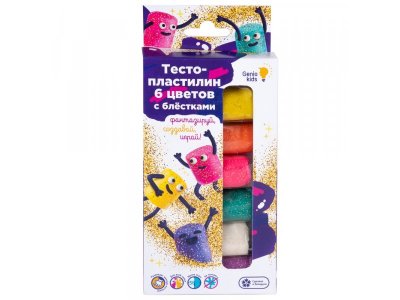 Тесто-пластилин Genio Kids с блестками 6 брусков по 30 г 1-00272634_1