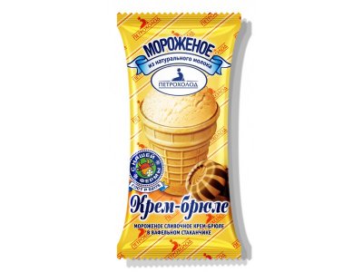 Мороженое Петрохолод сливочное крем-брюле, вафельный стаканчик, 70 г 1-00272784_1