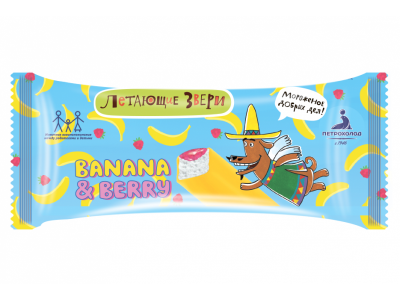 Мороженое Летающие звери сливочное Banana&berry со вкусом банана, 60 г 1-00272785_1