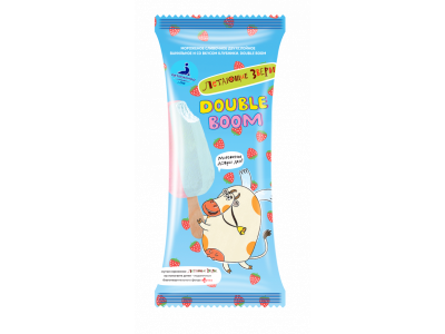 Мороженое Летающие звери сливочное Double boom двухслойное, ванильное со вкусом клубники, 60 г 1-00272786_1