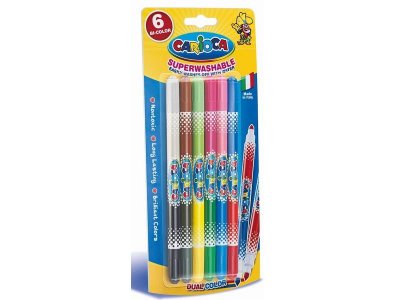 Фломастеры Carioca bi-color двусторонние 12 цветов/6 шт. блистер 1-00273556_1