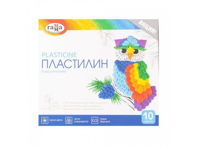 Пластилин Гамма Классический, со стеком, 10 цветов 200 г карт.упак. 1-00273957_1