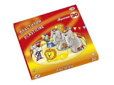 Пластилин Гамма Мультики, со стеком, 30 цветов 600 г карт.упак. 1-00273979_1