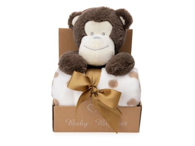 Набор подарочный Happy Toy Игрушка Обезьянка 34 см + флисовое одеяло (90*75 см) 1-00256656_1