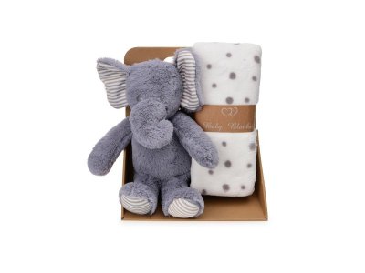 Набор подарочный Happy Toy Игрушка Слонёнок 35 см + флисовое одеяло (90*75 см) 1-00256657_1
