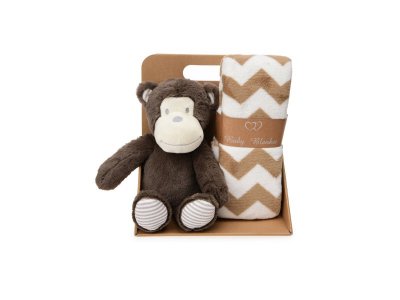 Набор подарочный Happy Toy Игрушка Обезьянка 35 см + флисовое одеяло (90*75 см) 1-00256659_1