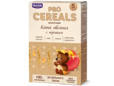 Каша Nutrilak Premium Procereals молочная овсяная с персиком, 200 г 1-00279585_1