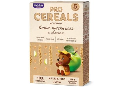 Каша Nutrilak Premium Procereals молочная пшеничная с яблоком, 200 г 1-00279586_1