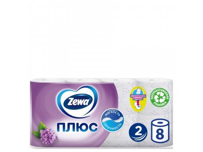 Бумага туалетная Zewa Плюс Сирень, 2 слоя, 8 рулонов 1-00279844_4