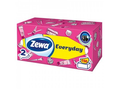 Салфетки Бумажные Косметические Zewa Everyday, 2 слоя, 150 шт 1-00279878_1