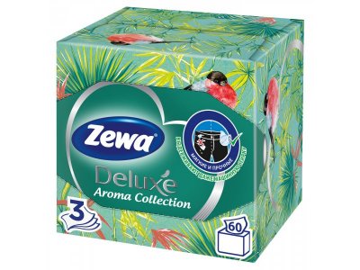 Салфетки Бумажные Косметические Zewa Deluxe ароматизированные Арома Коллекция, 3 слоя, 60 шт 1-00279879_1