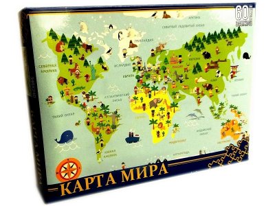 Пазл Нескучные игры Карта мира 60 эл. 1-00280880_1