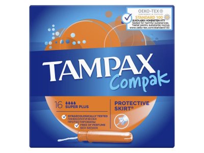 Тампоны гигиенические Tampax Compak с аппликатором Super Plus Duo, 16 шт ПрепакКороб 1-00283307_2