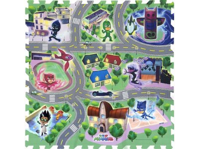 Коврик-пазл PJ Masks Город Героев 9 сегментов в короб. 1-00285451_1