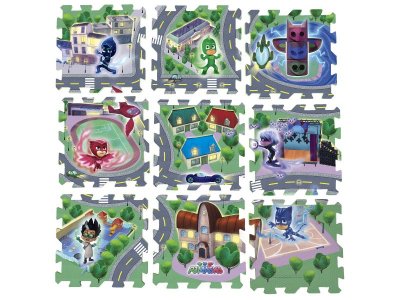 Коврик-пазл PJ Masks Город Героев 9 сегментов в короб. 1-00285451_2