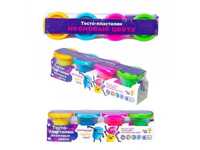 Тесто-пластилин Genio Kids Неоновые цвета, 4 цвета 1-00284429_1