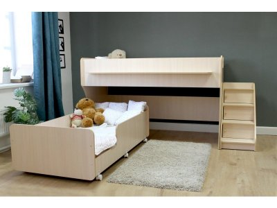 Кровать двухъярусная Капризун 7 с лестницей и ящиками 1-00285648_2