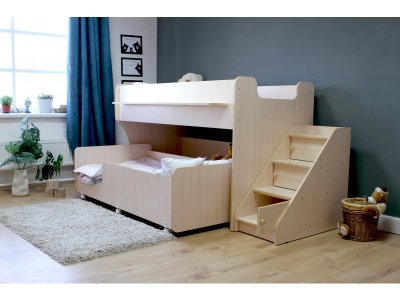 Кровать двухъярусная Капризун 7 с лестницей и ящиками 1-00285648_6