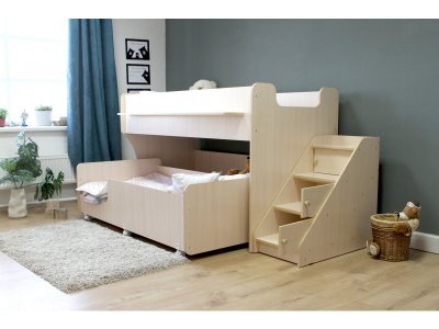 Кровать двухъярусная Капризун 7 с лестницей и ящиками 1-00285648_9