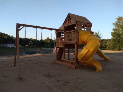 Комплекс спортивно-игровой с трубой и горкой Можга красная звезда 1-00285702_2