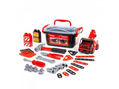 Набор игровой Полесье Mammoet 214-01, автомобиль-эвакуатор + конструктор, 36 элем. (в контейнере) 1-00286899_1