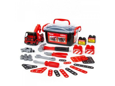 Набор игровой Полесье Mammoet 214-01, автомобиль-эвакуатор + конструктор, 36 элем. (в контейнере) 1-00286899_2