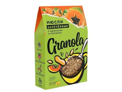 Мюсли Granola Фруктовая Энергия с арахисом и папайей 270 г, запеченные 1-00287950_1
