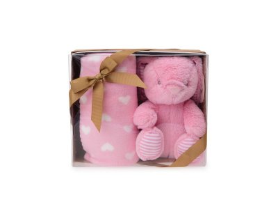 Набор подарочный Happy Toy Игрушка Зайчик 25 см + флисовое одеяло 90х75 см 1-00288270_1