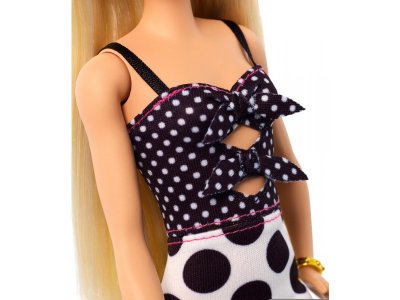 Кукла Barbie из серии Игра с модой Блондинка в платье в горох 1-00291307_5