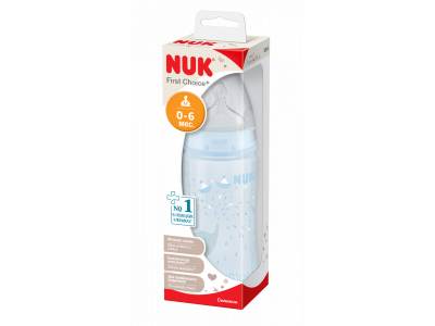 Бутылочка Nuk FС+ Baby Blue Слоник с силиконовой соской отверстие М, размер 1, 300 мл 1-00293467_2