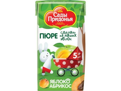 Пюре Сады Придонья Яблоко, абрикос с сахаром, 125 г, Tetra Pak 1-00090730_1