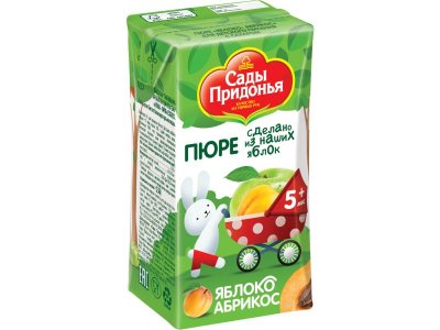 Пюре Сады Придонья Яблоко, абрикос с сахаром, 125 г, Tetra Pak 1-00090730_4