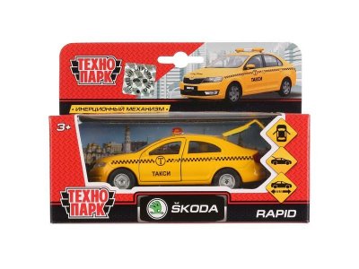 Игрушка Технопарк, Машина Skoda Rapid Такси, инерционная 1-00294618_1