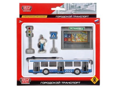 Набор Технопарк, Троллейбус с остановкой и аксессуарами 1-00294656_1