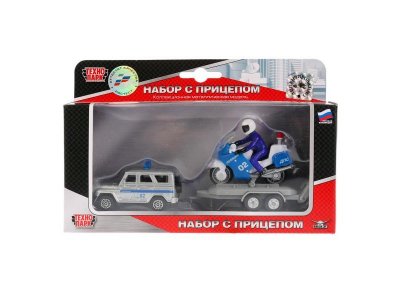 Набор Технопарк, Полиция Уаз с мотоциклом на прицепе 1-00294659_1