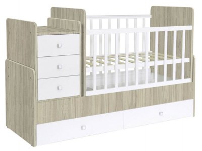Кроватка-трансформер детская Polini kids Simple 1100 с комодом 1-00295133_1