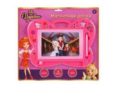 Доска для рисования Играем Вместе Царевны, трафарет, 2 штампа, магнитный карандаш, 28*20 см 1-00296361_1
